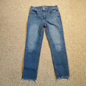 Old Navy Power Straight High Rise Jeans Womens 8 Secret Slim Pockets Raw Hem